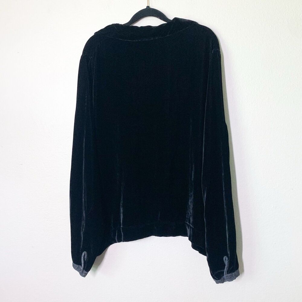 CP Shades Black Velvet Tunic Top XL V-Neck Long Sleeve V-Neck Blouse - Picture 5 of 6